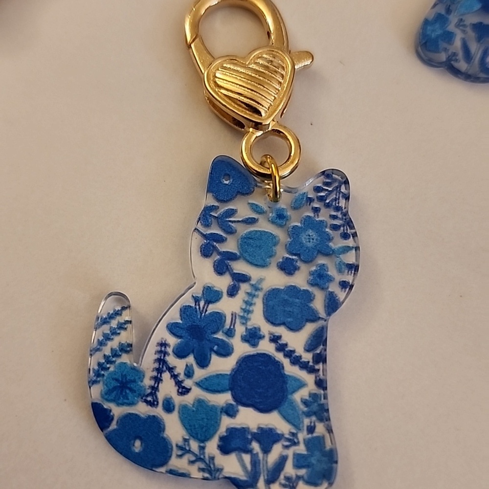 CAT  ZIPPER Pull purse charm Or Charm bracelet Lobster claw clip closure